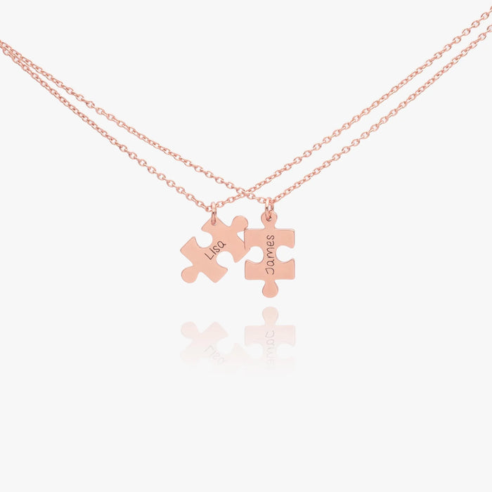 Personalized Engraved Puzzle Necklace Sterling Silver Custom Jewelry Gift for Girlfriend Unique Friendship Necklace for Her