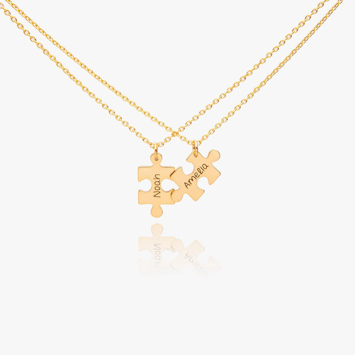 Personalized Engraved Puzzle Necklace Sterling Silver Custom Jewelry Gift for Girlfriend Unique Friendship Necklace for Her