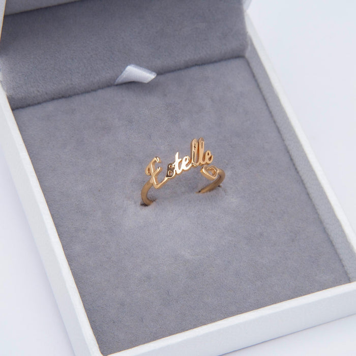 Personalized Heart Name Ring- Stainless Ring Custom Promise Ring for Her Wedding Gift for Girlfriend Fiancee Couple Jewelry
