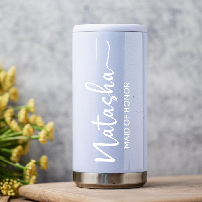 Personalized Name Skinny Glam Can Cooler Custom Bridesmaid Gift Bridal Shower Favor Wedding Party Gift for Bride Maid of Honor or Bridesmaid