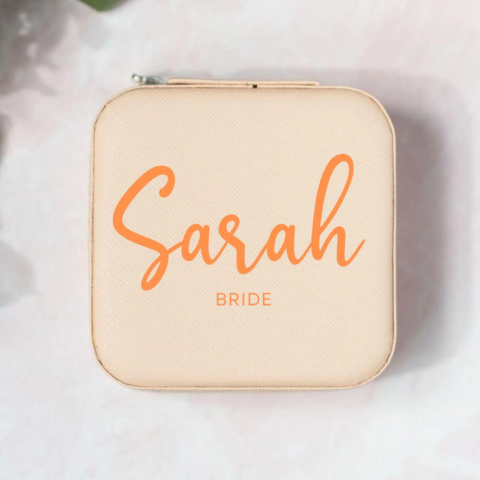 Personalized Leather Travel Jewelry Box Medium Jewelry Case Custom Gift for Her Brides Bridesmaid Proposal Wedding Favor Birthday or Holiday