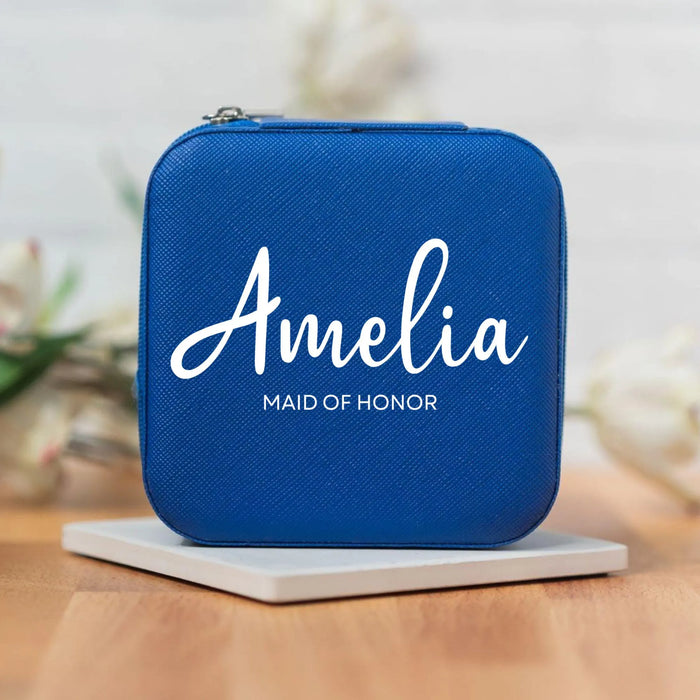 Personalized Leather Travel Jewelry Box Medium Jewelry Case Custom Gift for Her Brides Bridesmaid Proposal Wedding Favor Birthday or Holiday