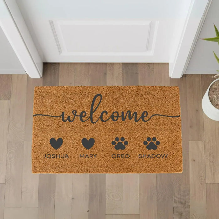 Custom Family Doormat Personalized Dog Doormat Gift for Dog Lovers Housewarming Gift Dog Owner Gift Dog Mom Doormat Entryway Rug Pet Gift