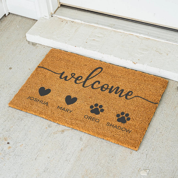 Custom Family Doormat Personalized Dog Doormat Gift for Dog Lovers Housewarming Gift Dog Owner Gift Dog Mom Doormat Entryway Rug Pet Gift