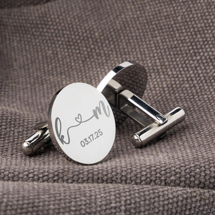 Father of the Bride Cufflinks Personalized Engraved Round Custom Cufflink Wedding Gift Groomsmen Gift Gift for Him Anniversary or Birthday