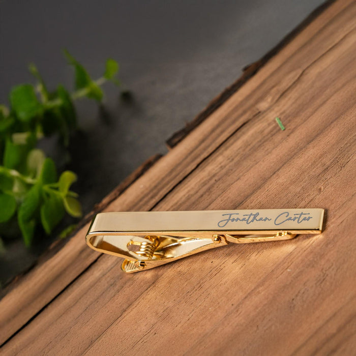 Custom Tie Clip Personalized Signature Tie Bar Engraved Memorial Tie Clip Wedding Gift for Father of the Groom Groomsmen or Best Man Gift
