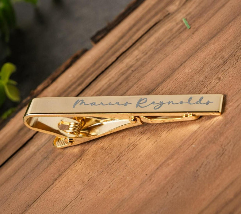 Custom Tie Clip Personalized Signature Tie Bar Engraved Memorial Tie Clip Wedding Gift for Father of the Groom Groomsmen or Best Man Gift