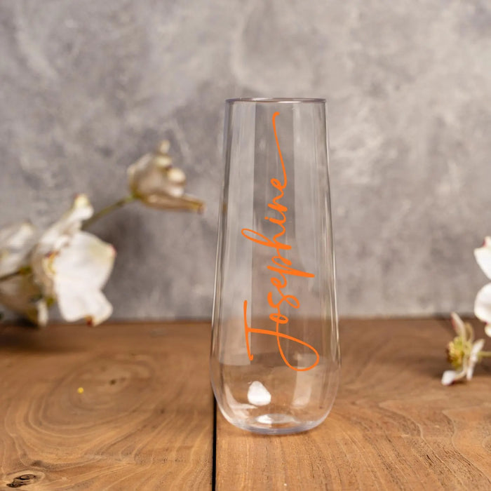Personalized Name Plastic Champagne Flute Custom Wedding Gift Birthday Gift Anniversary Gift Party Favor for Mom Sister Best Friend