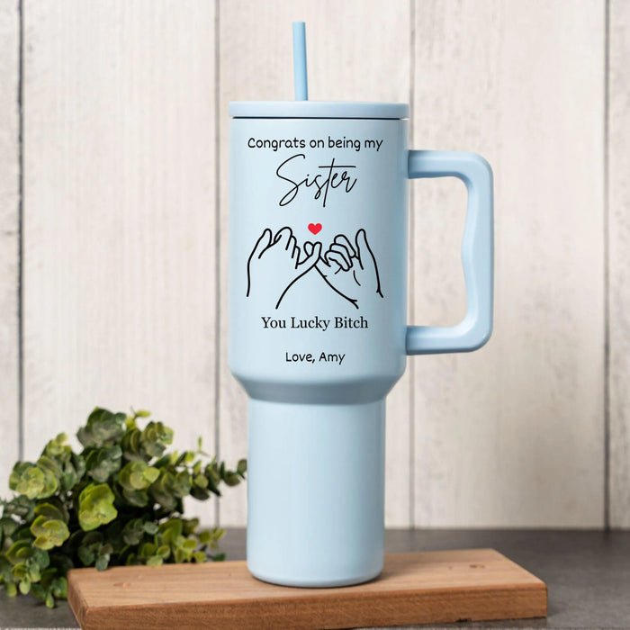 Personalized Sister Tumbler: Custom Stainless Steel, Bridesmaid Gift