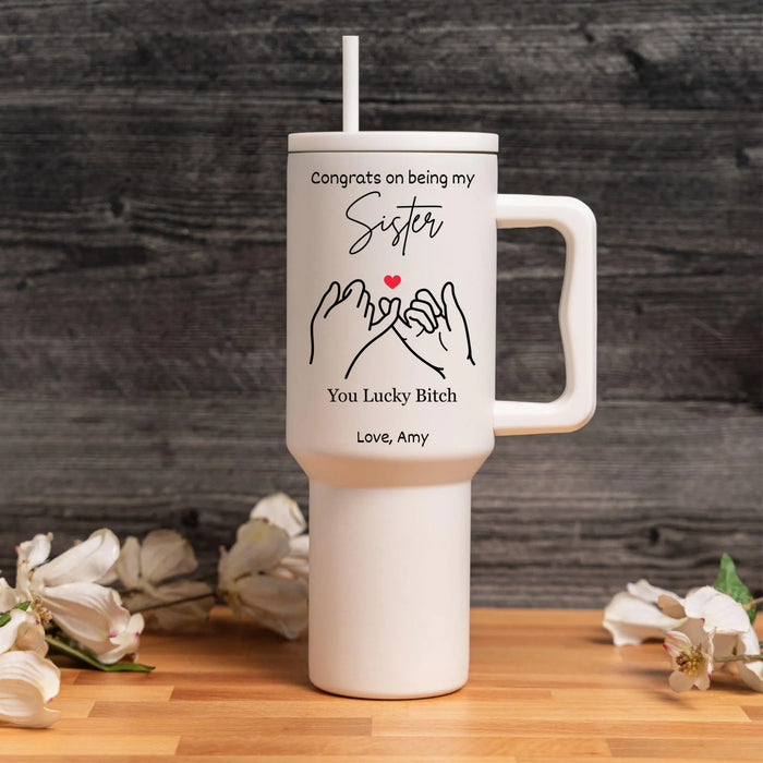Personalized Sister Tumbler: Custom Stainless Steel, Bridesmaid Gift