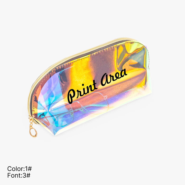 Custom Holographic Makeup Bag Personalized Arc Shaped Cosmetic Pouch Gift for Friend Bridesmaid Gift Idea for Colleague