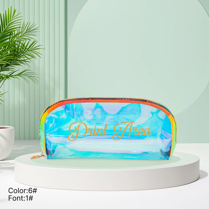 Custom Holographic Makeup Bag Personalized Arc Shaped Cosmetic Pouch Gift for Friend Bridesmaid Gift Idea for Colleague