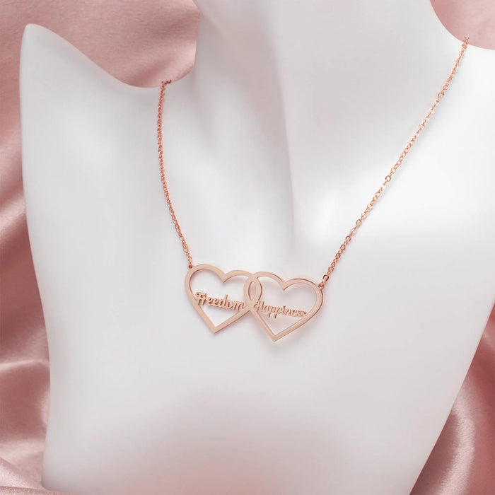 Personalized Double Heart Name Necklace Sterling Silver Custom Jewelry Gift for Girlfriend Unique Friendship Necklace for Her
