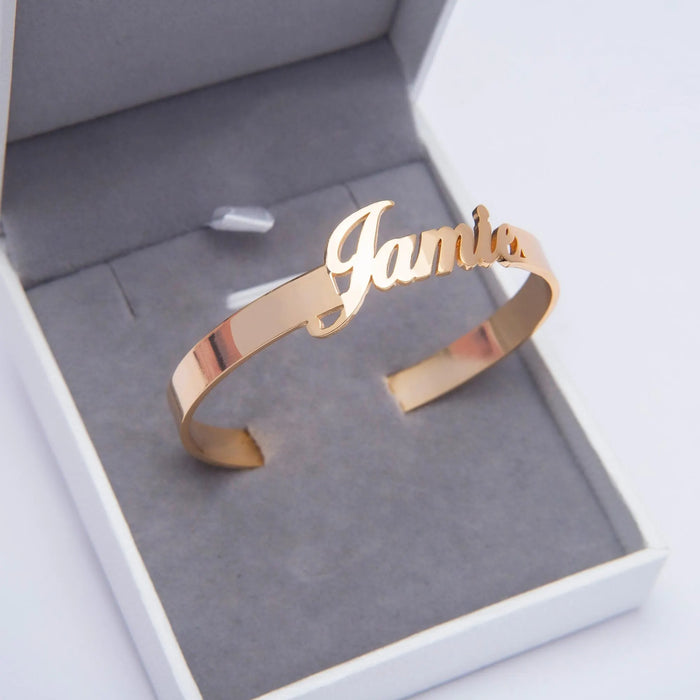 Personalized Open Cuff Bracelet Sterling Silver Custom Jewelry Gift for Girlfriend Unique Friendship Bracelet for Her