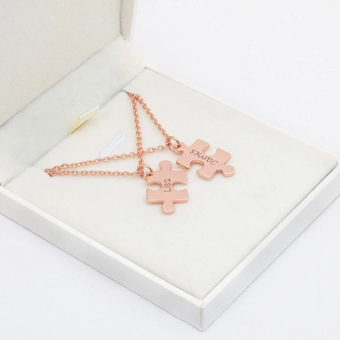 Personalized Engraved Puzzle Necklace Sterling Silver Custom Jewelry Gift for Girlfriend Unique Friendship Necklace for Her