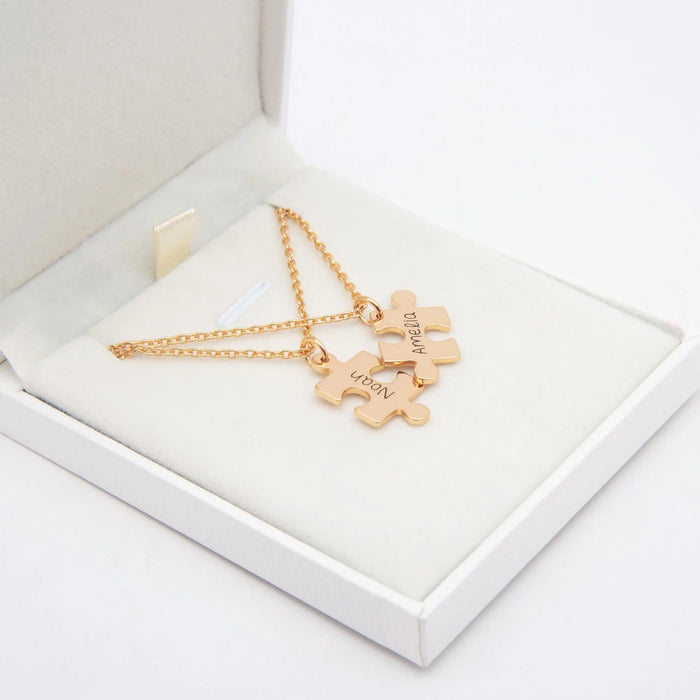 Personalized Engraved Puzzle Necklace Sterling Silver Custom Jewelry Gift for Girlfriend Unique Friendship Necklace for Her