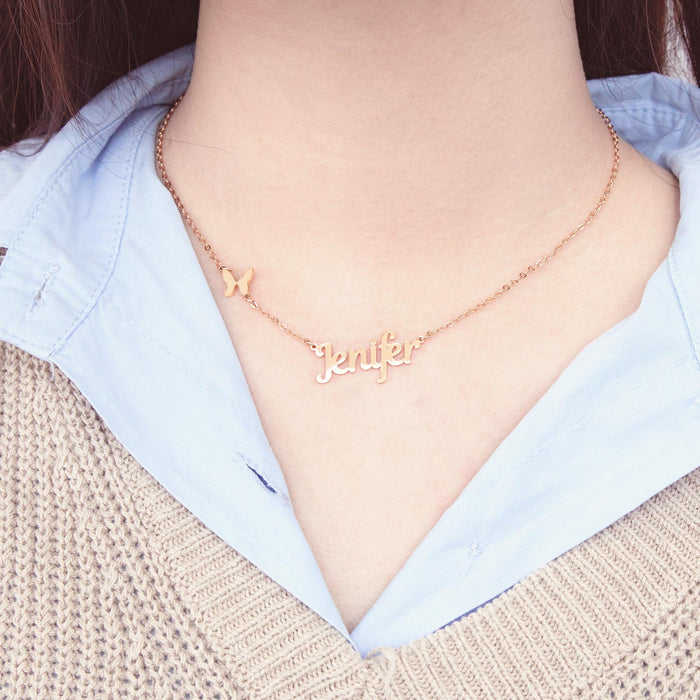 Personalized Dainty Butterfly Necklace Sterling Silver Custom Jewelry Gift for Girlfriend Unique Friendship Necklace for Her