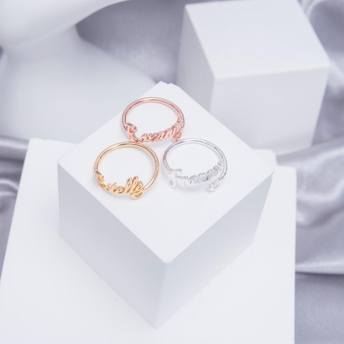 Personalized Heart Name Ring- Stainless Ring Custom Promise Ring for Her Wedding Gift for Girlfriend Fiancee Couple Jewelry