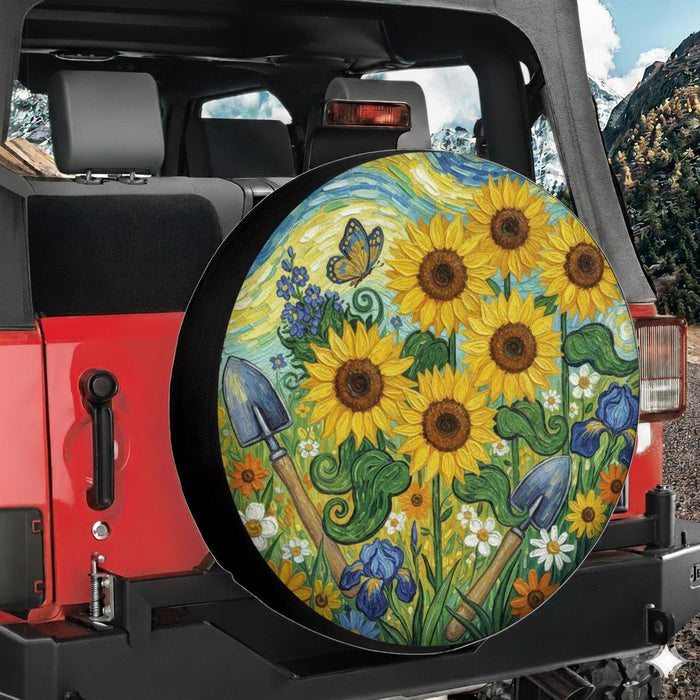 Van Gogh Inspired Garden Floral Tire Cover Artistic Flower Spare Tire Cover Gardening Lover Gift Nature Art Camper Jeep Accessory