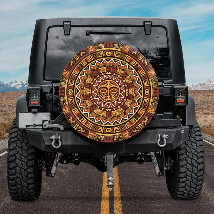 Tribal Pattern Spare Tire Cover Camper RV Jeep Van Boho Outdoor Adventure Car Accessory Ethnic Design Vehicle Gift Tribal Art