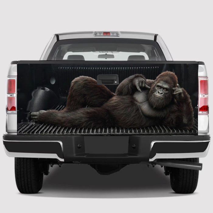 Gorilla Tailgate Vinyl Wrap Full Color Graphics Decal Bigfoot Trunk Sticker 3D Realistic Tailgate Wrap for Pickup Truck