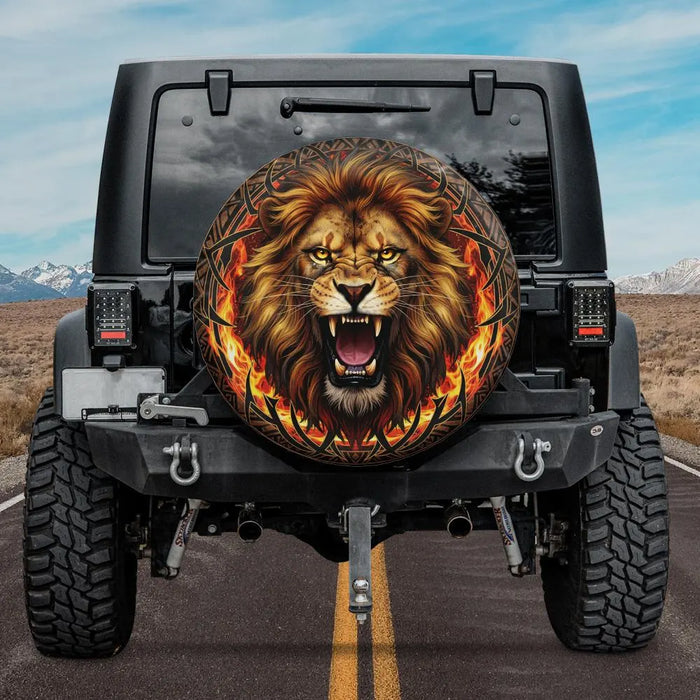 Lion Spare Tire Cover Camper RV Jeep Van Wildlife Safari Car Accessory Outdoor Adventure Vehicle Gift Animal Lover Tire Cover