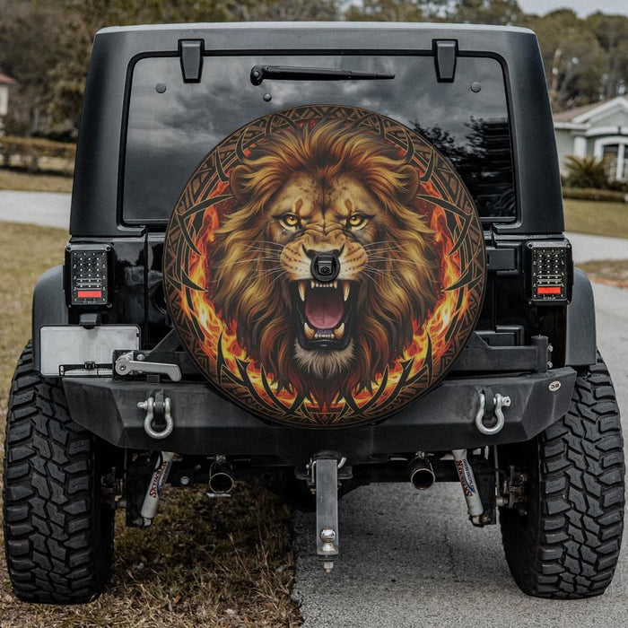 Lion Spare Tire Cover Camper RV Jeep Van Wildlife Safari Car Accessory Outdoor Adventure Vehicle Gift Animal Lover Tire Cover
