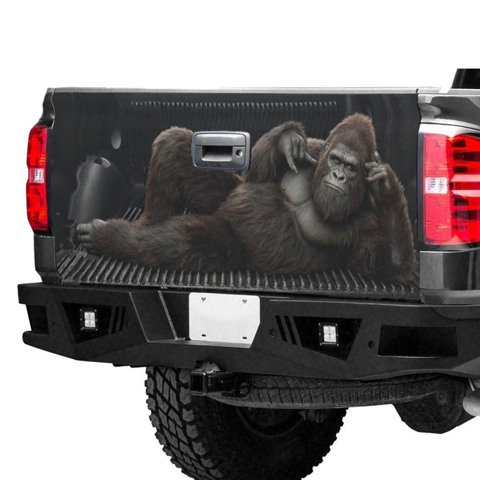 Gorilla Tailgate Vinyl Wrap Full Color Graphics Decal Bigfoot Trunk Sticker 3D Realistic Tailgate Wrap for Pickup Truck