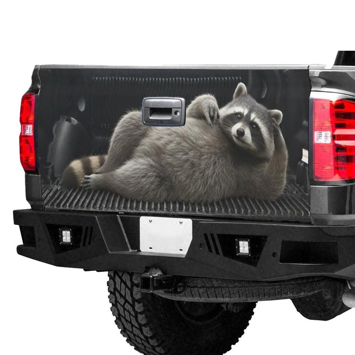 Funny Raccoon Tailgate Wrap - Realistic Animal Truck Decal