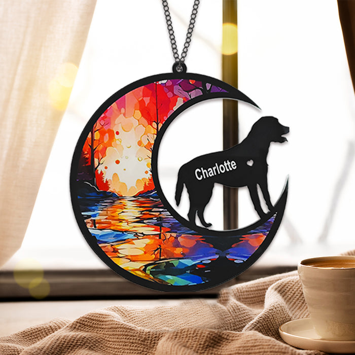 Custom Labrador Retriever Dog Name Crescent Moon Suncatcher-83 US Only