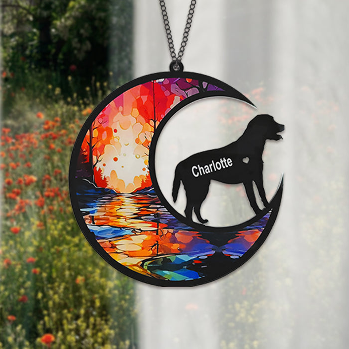 Custom Labrador Retriever Dog Name Crescent Moon Suncatcher-83 US Only