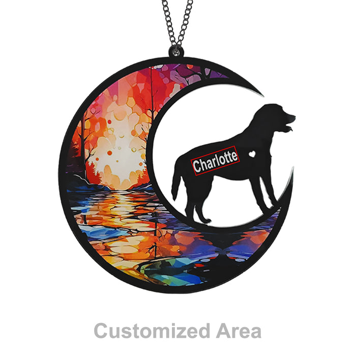 Custom Labrador Retriever Dog Name Crescent Moon Suncatcher-83 US Only