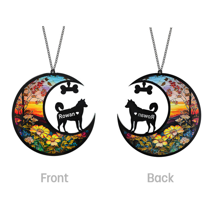 Custom Husky Dog Name Crescent Moon Suncatcher-89 US Only